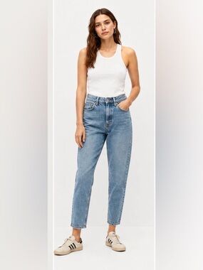 MANGO Newmom High Rise Mom Jeans Light Wash Blue Denim Size 8